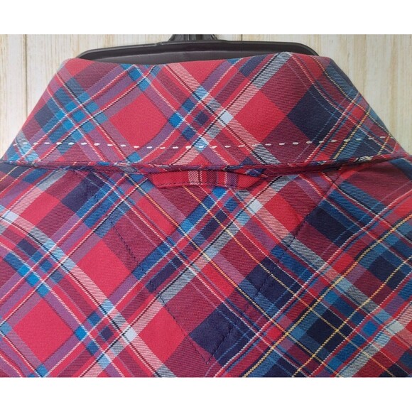 Tommy Hilfiger Men's Plaid Button Up Size Medium Blue Red Plaid Long Sleeve - Picture 5 of 12